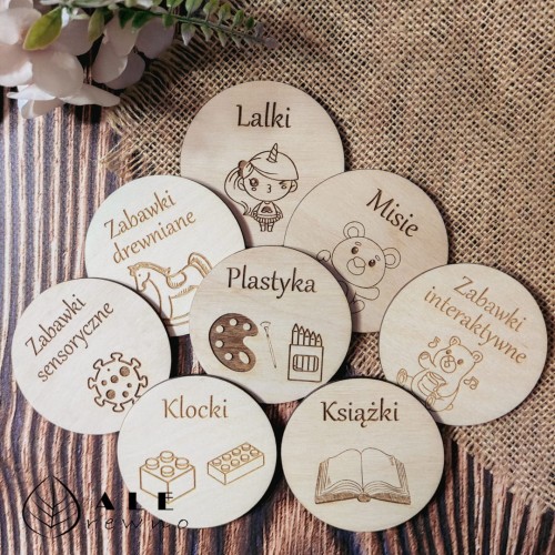Drewniane tabliczki plakietki na pudełko
