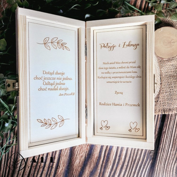 Drewniane pudełko personalizowane na ślub