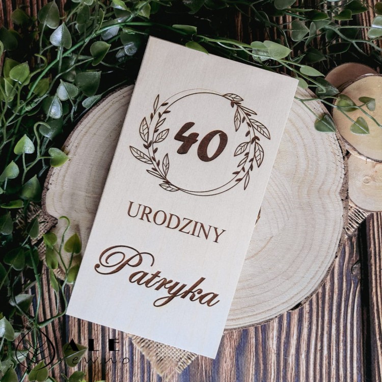 Drewniane pudełko na urodziny 18, 20, 30, 40, 50