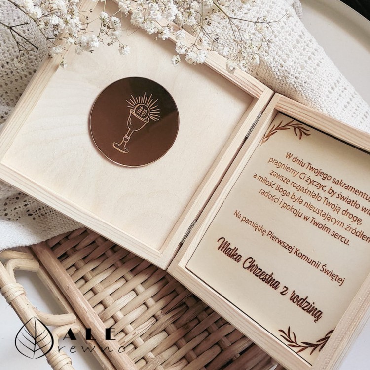 Pudełko drewniane na Komunię