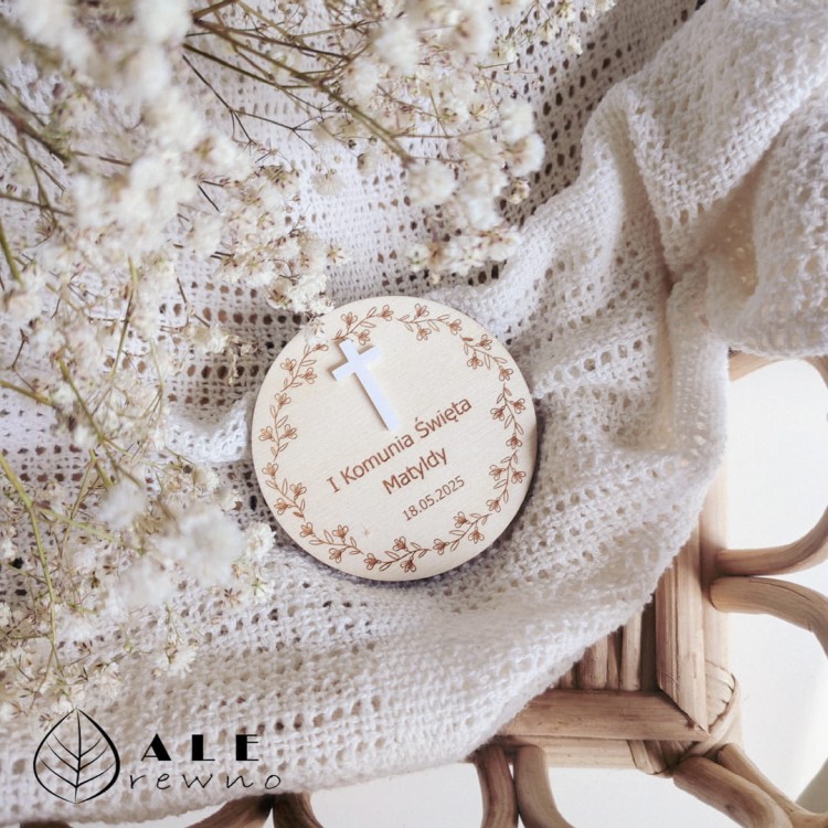 Podziękowanie na Komunię Świętą dla gości krzyż