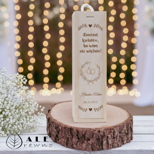 Drewniana skrzynka na wino dla Młodej Pary