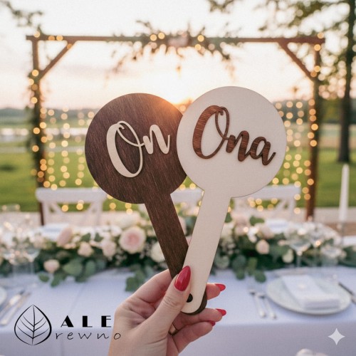Drewniane tabliczki oczepinowe ślubne