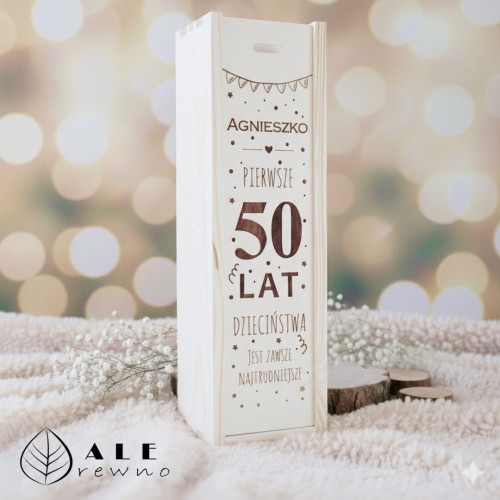 Drewniana skrzynka prezent na 18,30,50 urodziny