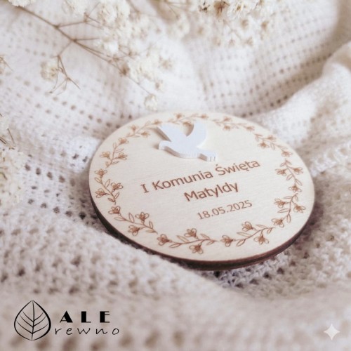 Podziękowanie dla gości komunijnych gołąb z białej pleksi