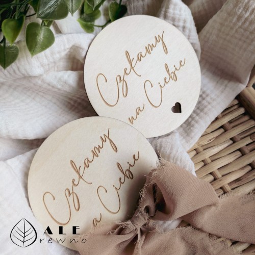 Drewniane tabliczki do zdjęć "Czekamy na Ciebie"