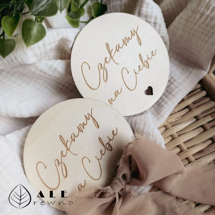 Drewniane tabliczki do zdjęć "Czekamy na Ciebie"